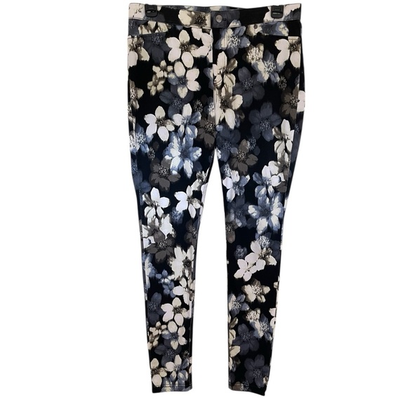 HUE FLORAL SUPER SMOOTH DENIM STRETCH LEGGINGS SZ M - Picture 2 of 9